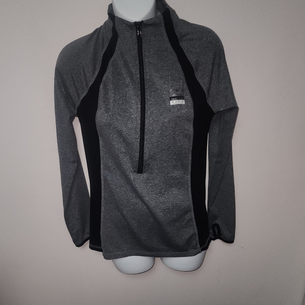 Victoria's Secret Pink Ultimate Gray Black 3/4 Zipper Pullover Top S